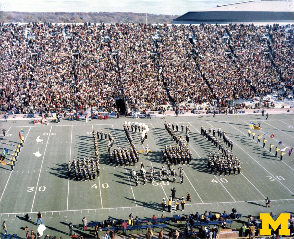 This Tuesday @umichband started Band Week 2019. Their rehearsals have been music to our ears.   Only 9 more days until they #TakeTheField! #ThrowbackThursday c. 1970